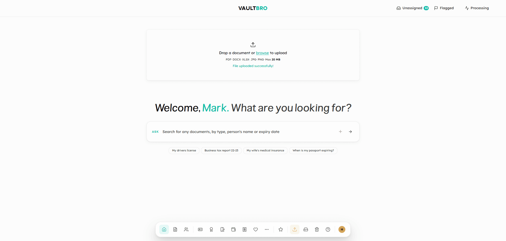 VaultBro vault dashboard